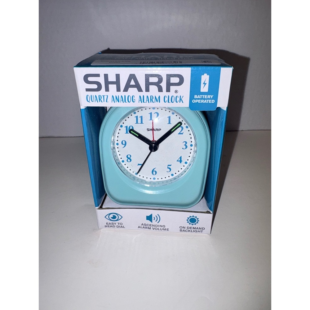 Sharp Quartz Analog Alarm Clock Teal SPC844T Battery Operated Backlight Snooze